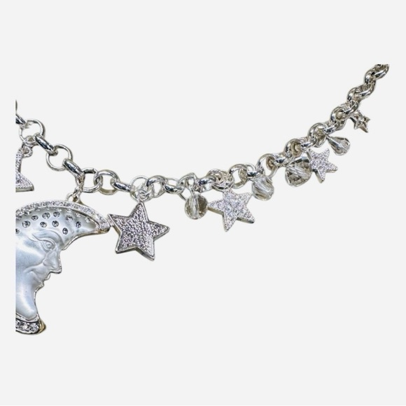 Vintage Kirk’s Folly Celestial Silver Moon and Star Charm Adjustable Necklace - Picture 4 of 8